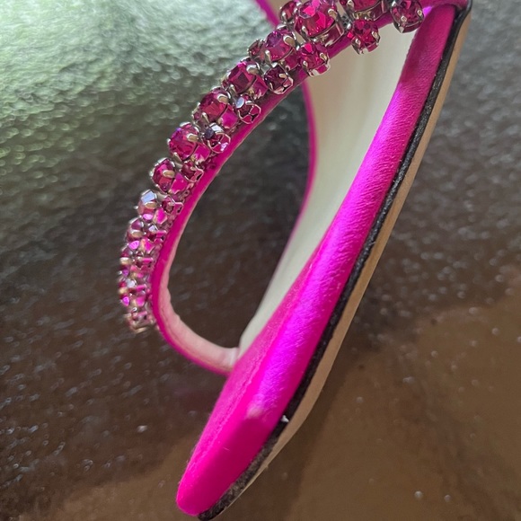 Jimmy Choo Heels.Size 41.5 EU (11.5 US).MEIRA 85,SATIN W/CRYSTAL PIECE.FUCHSIA - Picture 7 of 17